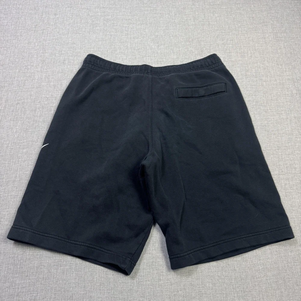 Nike Fleece Sweat Shorts Mens Medium Black Athletic Drawstring Pockets 10 Inseam